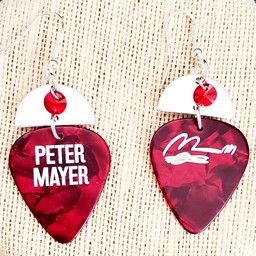 Show details for Red Peter Mayer Guitar Pick Earrings with Red Bead Picture of Red Peter Mayer Guitar Pick Earrings with Red Bead