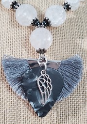 Show details for Grey Angel Wing Necklace with Fringe Picture of Grey Angel Wing Necklace with Fringe
