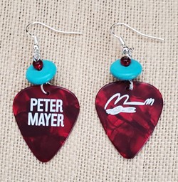 Show details for Peter Mayer Red Guitar Pick Earrings with Turquoise Beads Picture of Peter Mayer Red Guitar Pick Earrings with Turquoise Beads