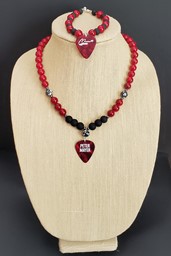 Picture of Red and Black Peter Mayer Guitar Pick Necklace