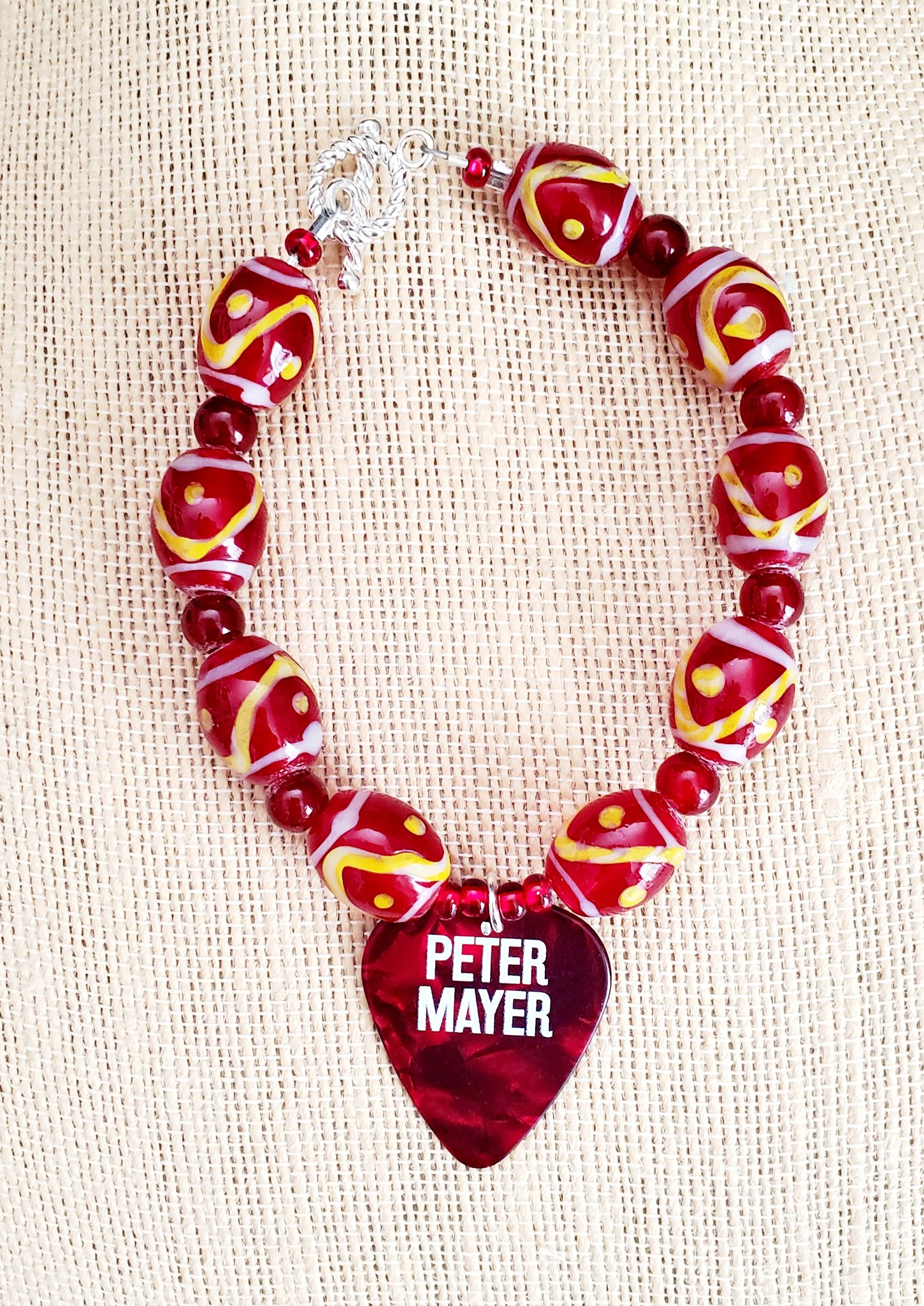 Picture of Red and Yellow Peter Mayer Guitar Pick Bracelet