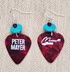 Picture of Peter Mayer Red Guitar Pick Earrings with Turquoise Beads