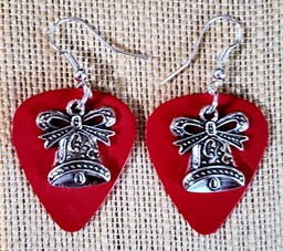 Picture of Ring Out The Bells earrings on red picks