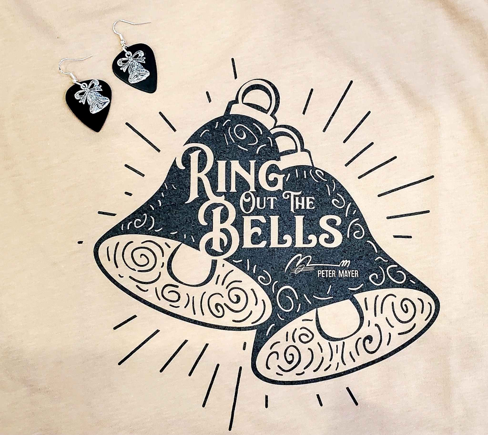 Picture of Ring Out the Bells earrings on dark grey picks