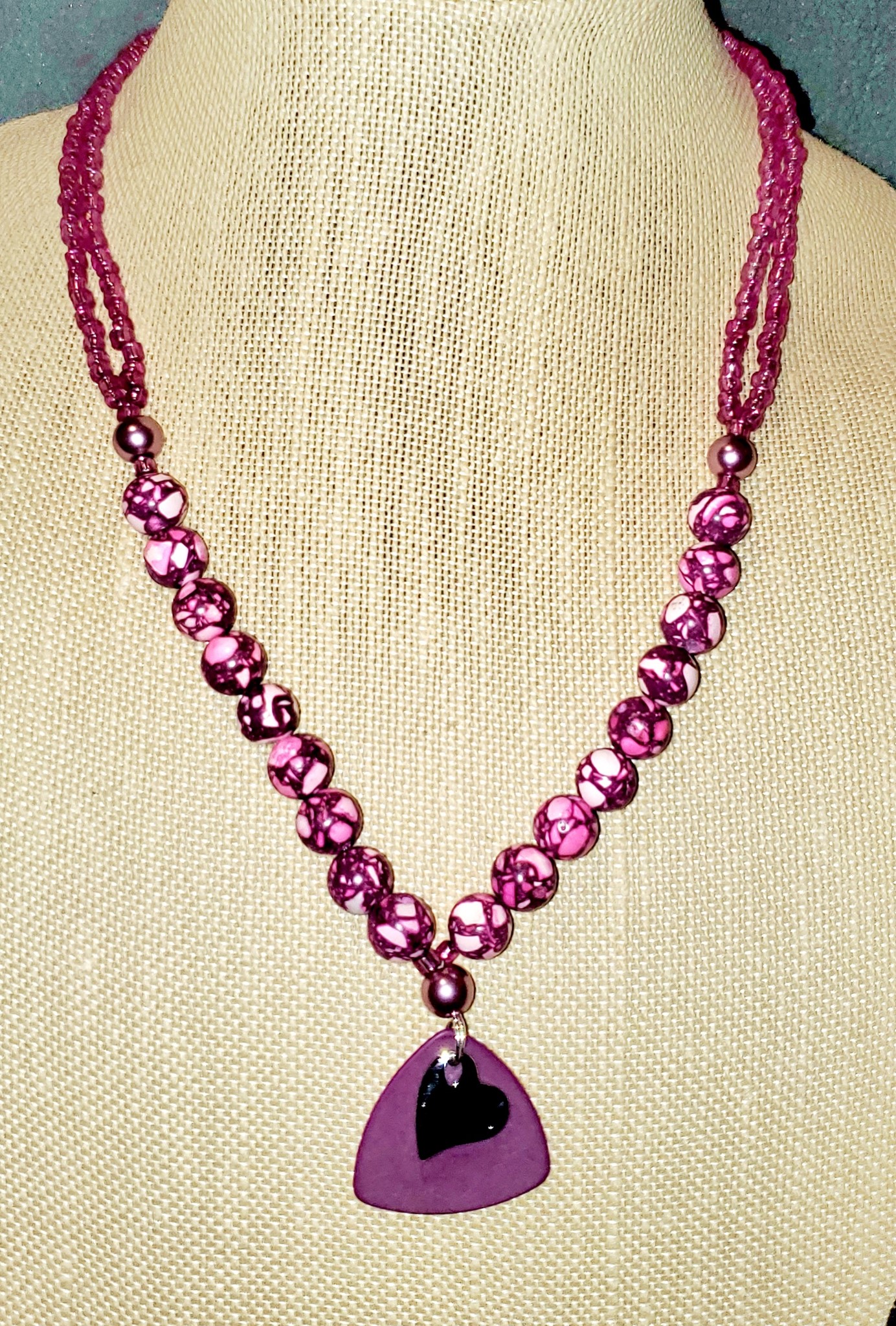 Picture of Shades of Pink and Purple Wavy Heart Necklace