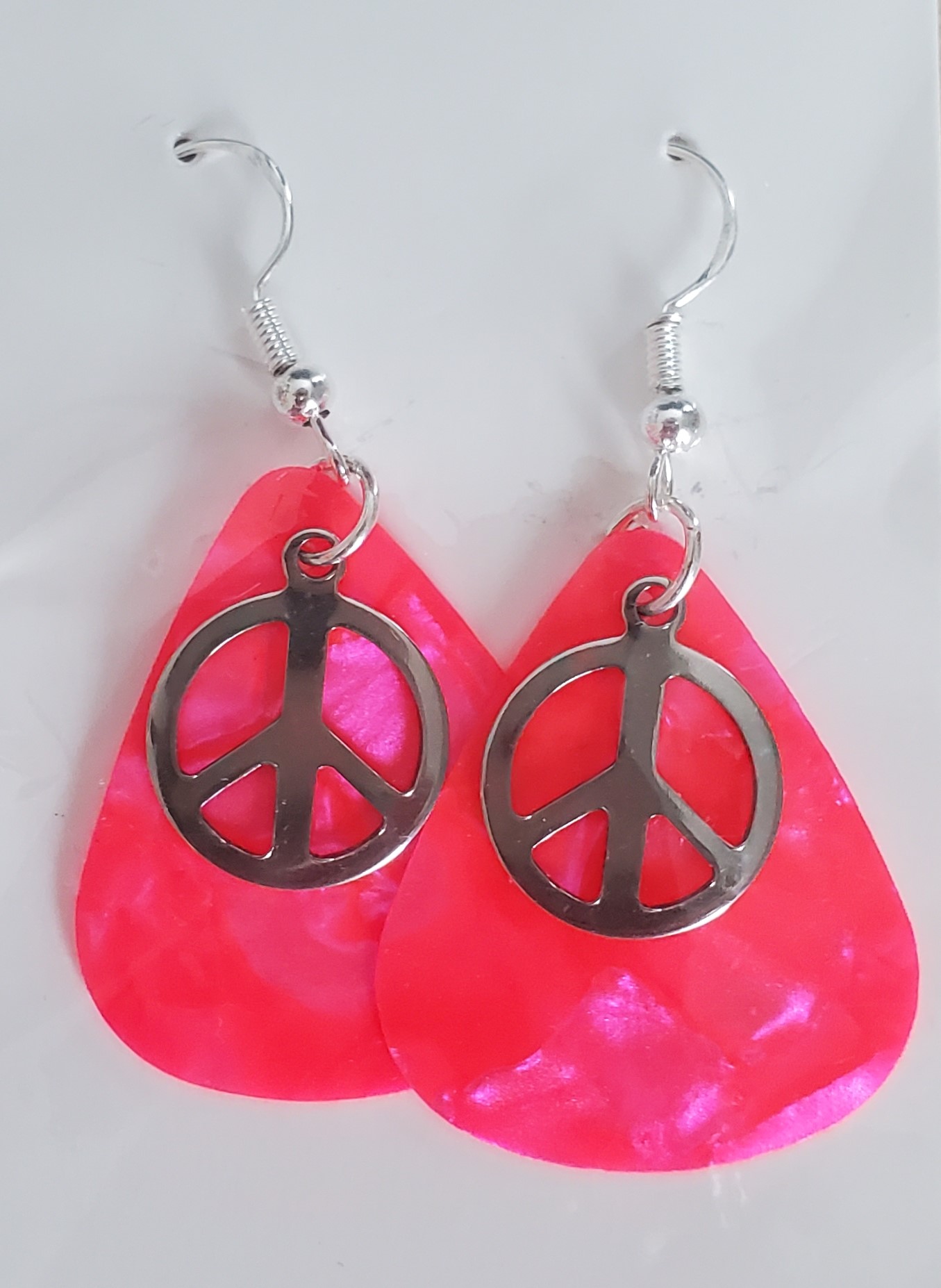 Picture of Hot Pink Peace Earrings